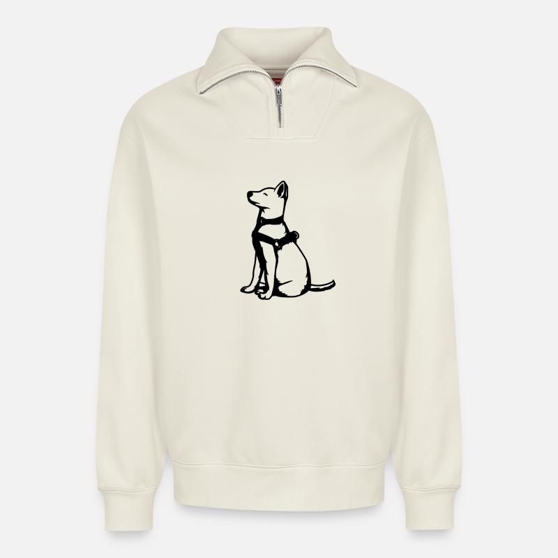 Schäferhund - Relaxed Unisex Organic Half Zip Sweatshirt – von SPREAD - Naturweiß
