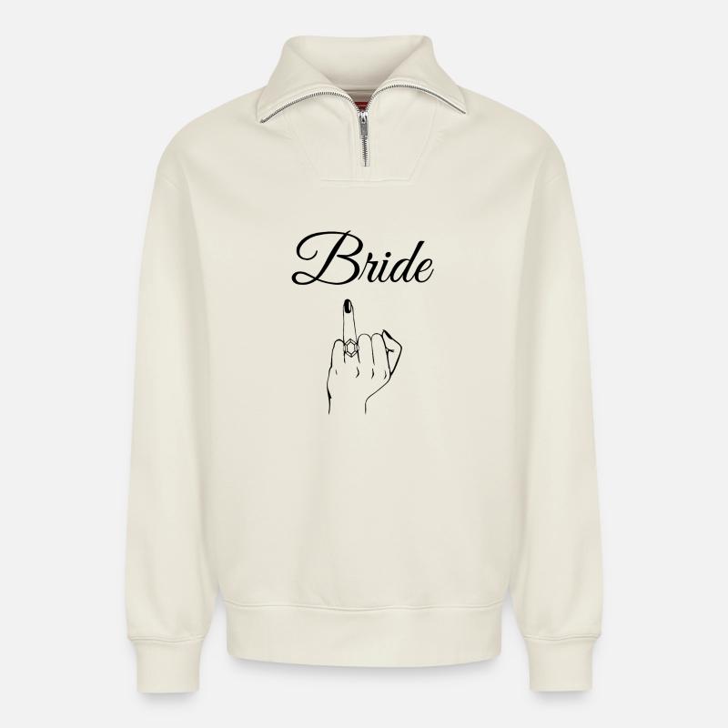 Edgy Brautring - Relaxed Unisex Organic Half Zip Sweatshirt – von SPREAD - Naturweiß