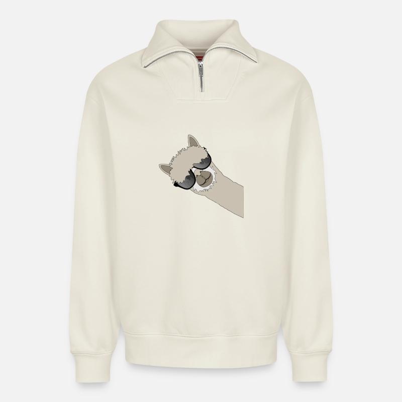 Alpaka - Relaxed Unisex Organic Half Zip Sweatshirt – von SPREAD - Naturweiß