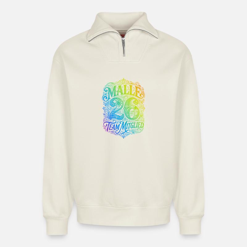 Malle 26 Bunt - Relaxed Unisex Organic Half Zip Sweatshirt – von SPREAD - Naturweiß