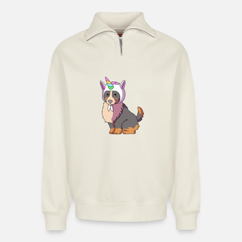 Berner Sennenhund - Relaxed Unisex Organic Half Zip Sweatshirt – von SPREAD - Naturweiß