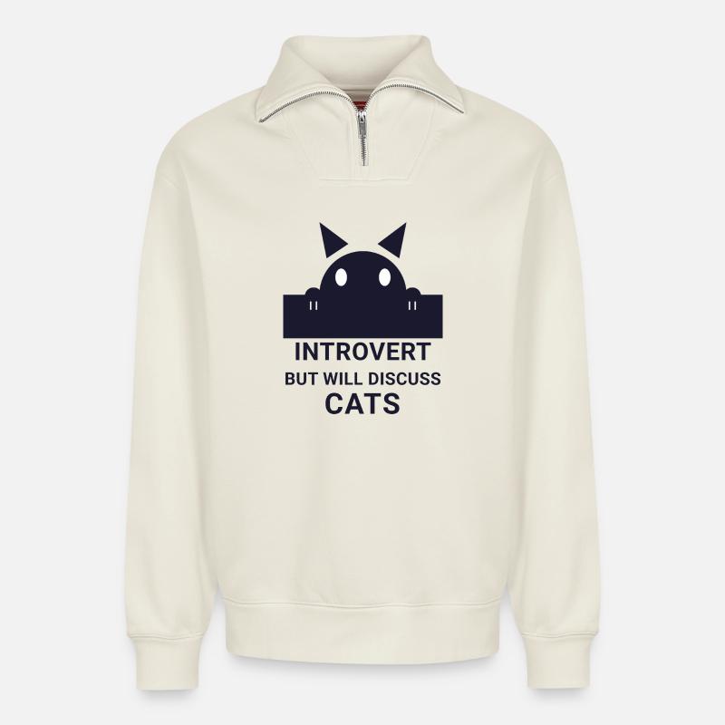 Introvertierter wird über Katzen sprechen - Relaxed Unisex Organic Half Zip Sweatshirt – von SPREAD - Naturweiß