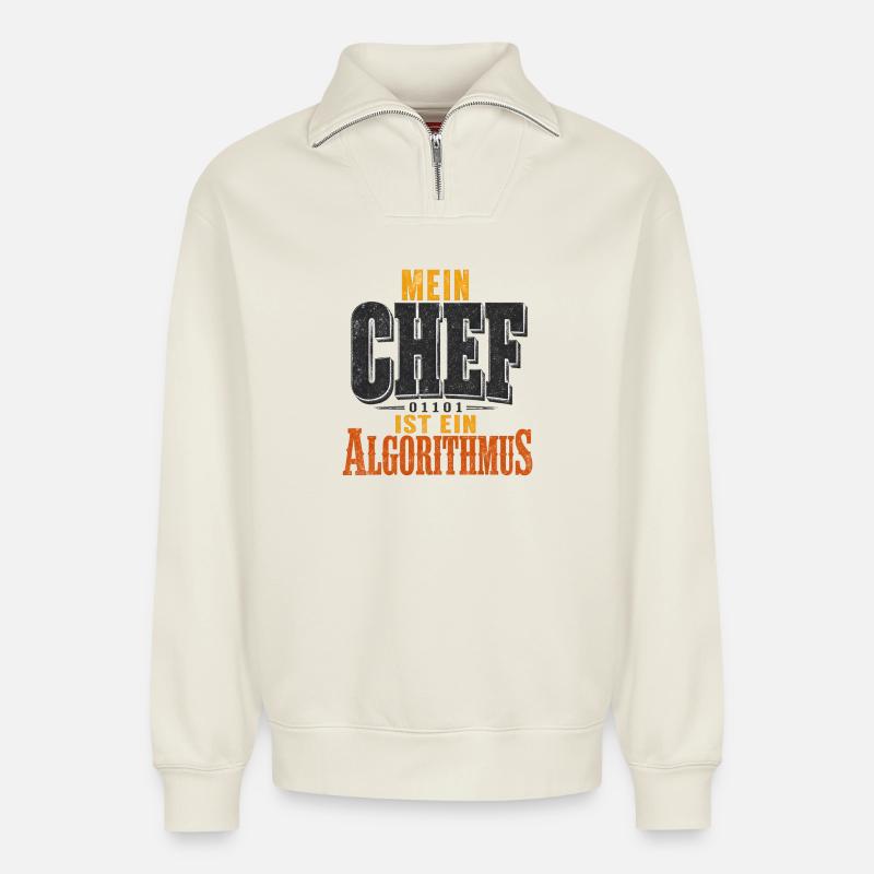 Chaos als Algorithmus - Relaxed Unisex Organic Half Zip Sweatshirt – von SPREAD - Naturweiß