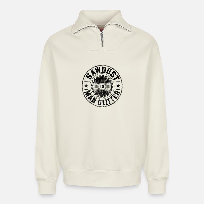 Monochrome Abstractes Pattern - Relaxed Unisex Organic Half Zip Sweatshirt – by SPREAD - off white