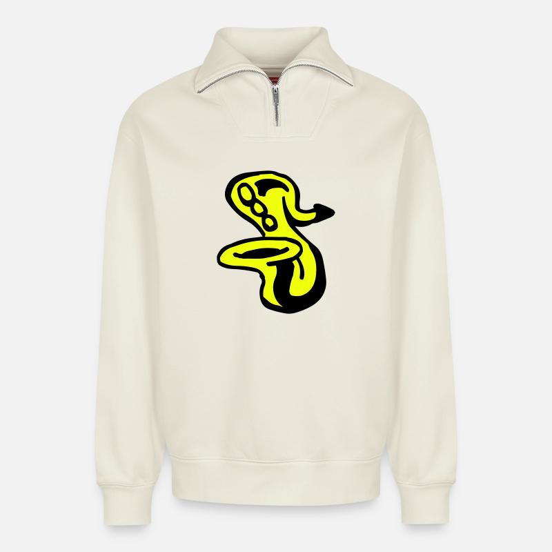 Saxophone - Relaxed Unisex Organic Half Zip Sweatshirt – by SPREAD - off white
