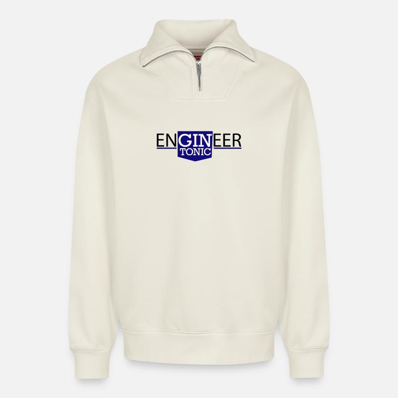 Engineer - Relaxed Unisex Organic Half Zip Sweatshirt – by SPREAD - off white