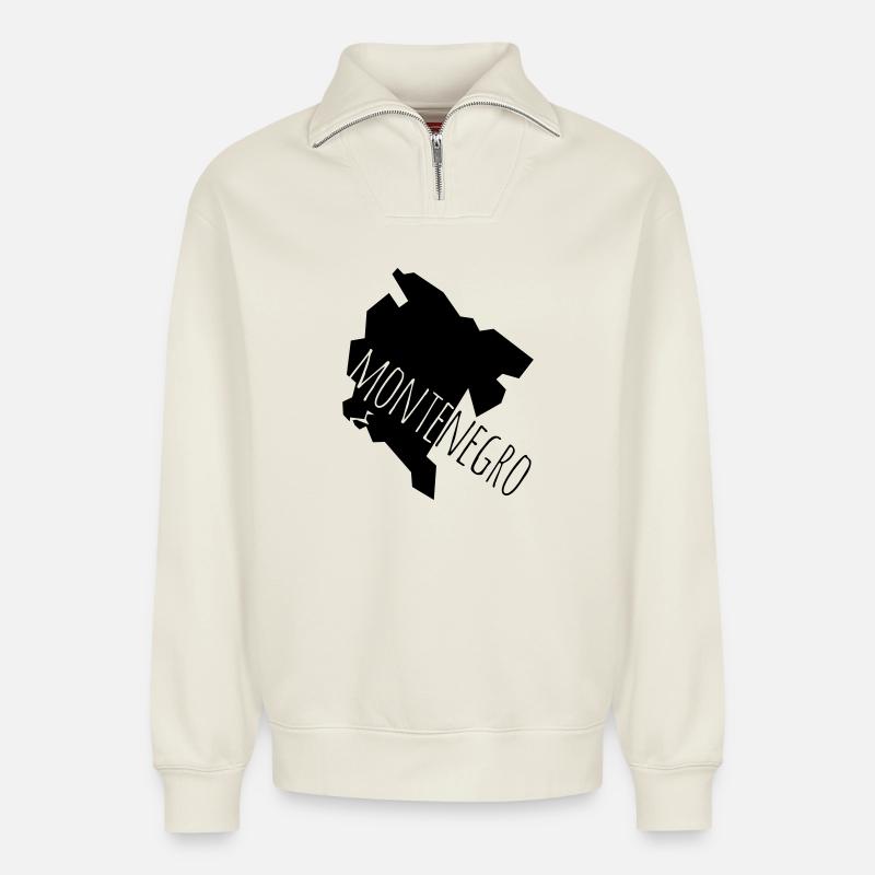 montenegro - Relaxed Unisex Organic Half Zip Sweatshirt – von SPREAD - Naturweiß