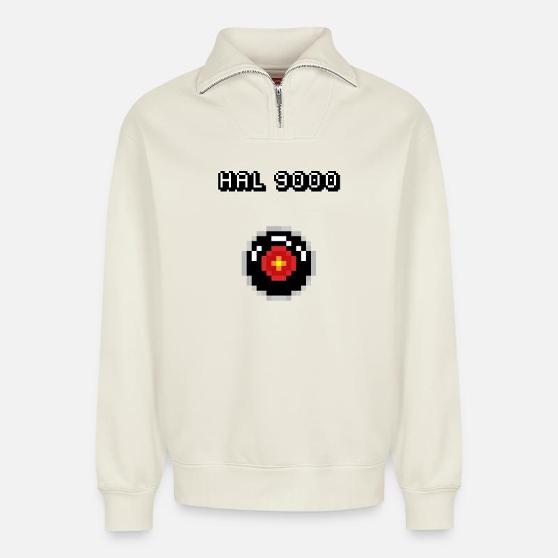 HAL 9000 - Relaxed Unisex Organic Half Zip Sweatshirt – von SPREAD - Naturweiß