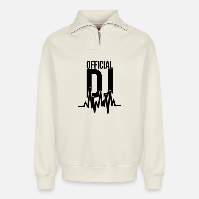 dj - Relaxed Unisex Organic Half Zip Sweatshirt – by SPREAD - off white