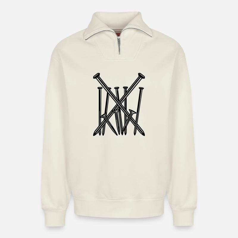 Nails - Relaxed Unisex Organic Half Zip Sweatshirt – by SPREAD - off white