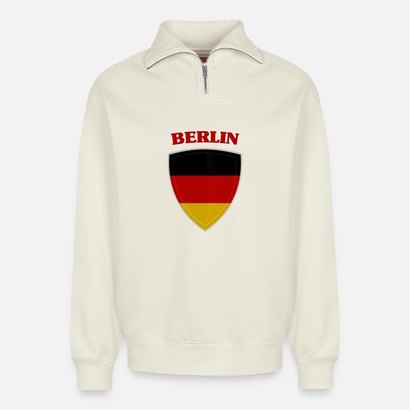 Berlin - Relaxed Unisex Organic Half Zip Sweatshirt – by SPREAD - off white