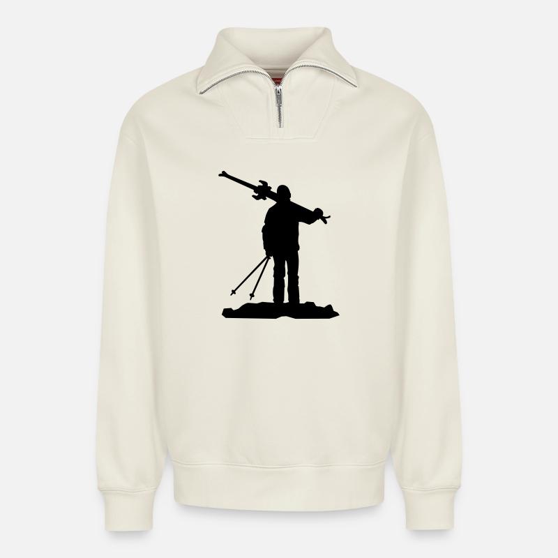 Ski - Relaxed Unisex Organic Half Zip Sweatshirt – by SPREAD - off white