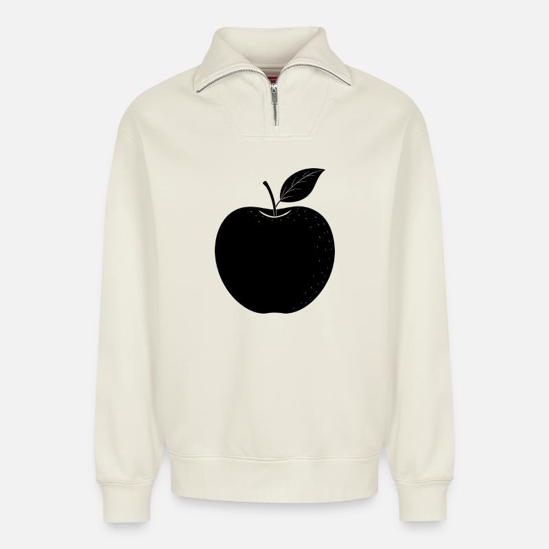 Apfel - Relaxed Unisex Organic Half Zip Sweatshirt – von SPREAD - Naturweiß