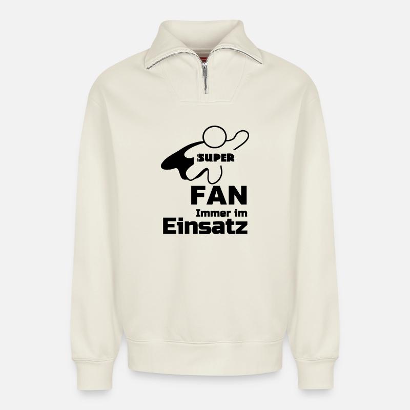 Super Fan Geschenk - Relaxed Unisex Organic Half Zip Sweatshirt – von SPREAD - Naturweiß