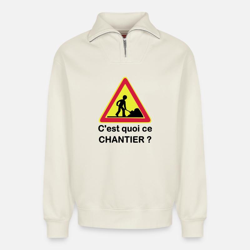 Was ist diese Seite? - Relaxed Unisex Organic Half Zip Sweatshirt – von SPREAD - Naturweiß
