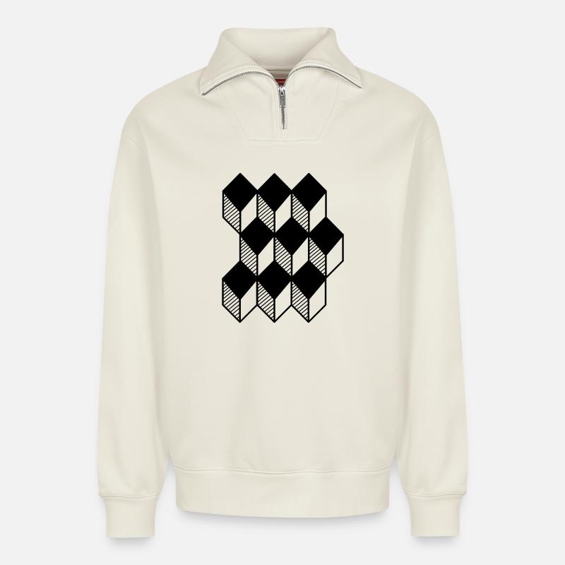 kubus - Relaxed Unisex Organic Half Zip Sweatshirt – von SPREAD - Naturweiß