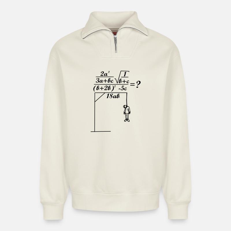math formula - Relaxed Unisex Organic Half Zip Sweatshirt – by SPREAD - off white