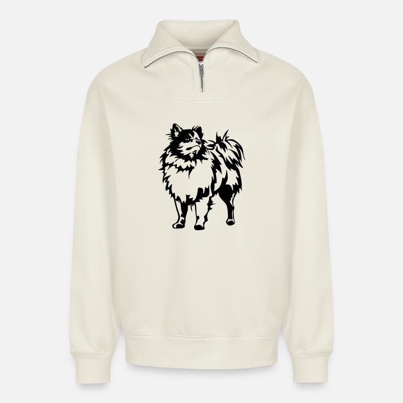Tranchant - Sweat unisexe décontracté en coton biologique à demi-zip – de SPREAD - blanc cassé