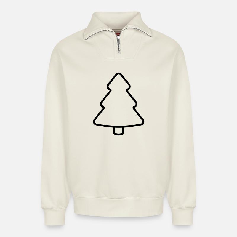 Tannenbaum Icon Weihnachtsbaum Kontur - Relaxed Unisex Organic Half Zip Sweatshirt – von SPREAD - Naturweiß
