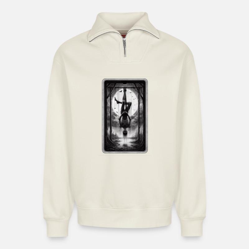 Kleiderbügel - Relaxed Unisex Organic Half Zip Sweatshirt – von SPREAD - Naturweiß
