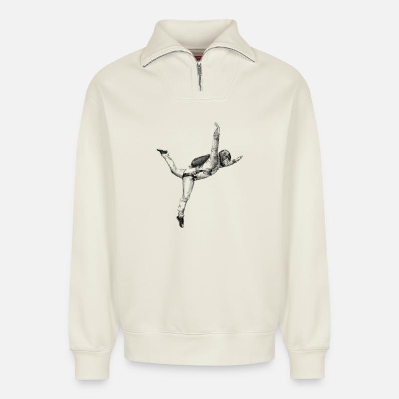 free fly - Relaxed Unisex Organic Half Zip Sweatshirt – von SPREAD - Naturweiß
