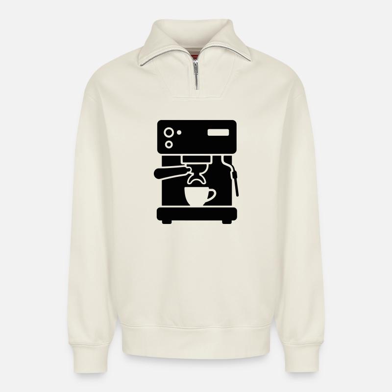 Siebträger Kaffeemaschine - Relaxed Unisex Organic Half Zip Sweatshirt – von SPREAD - Naturweiß