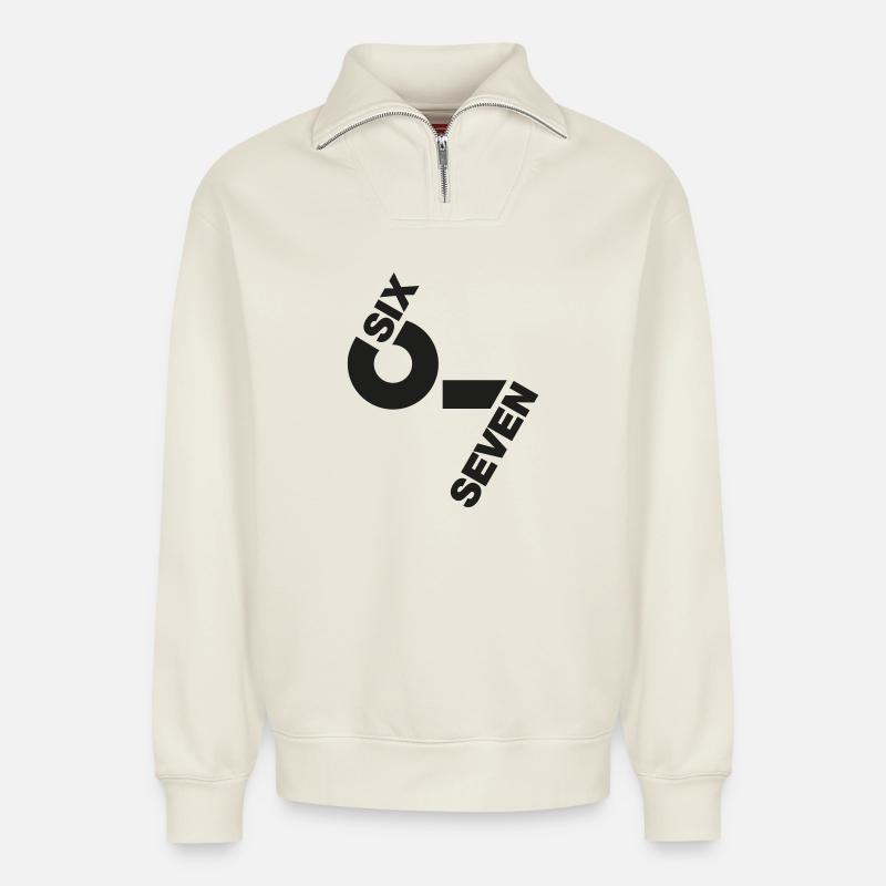 SixSeven 67 - Relaxed Unisex Organic Half Zip Sweatshirt – von SPREAD - Naturweiß
