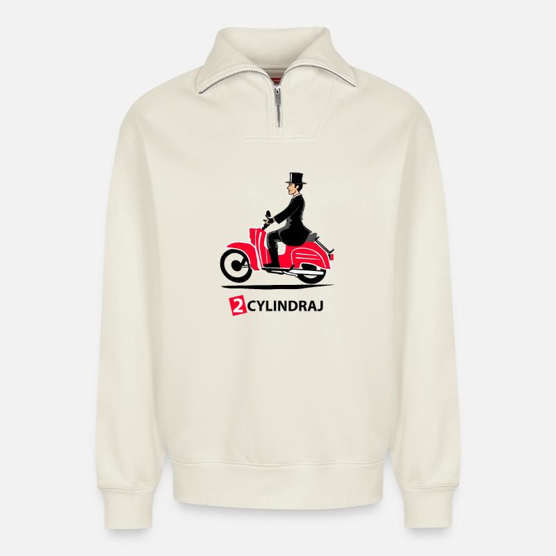 2 CYLINDRAJ - colourful - - Relaxed Unisex Organic Half Zip Sweatshirt – von SPREAD - Naturweiß