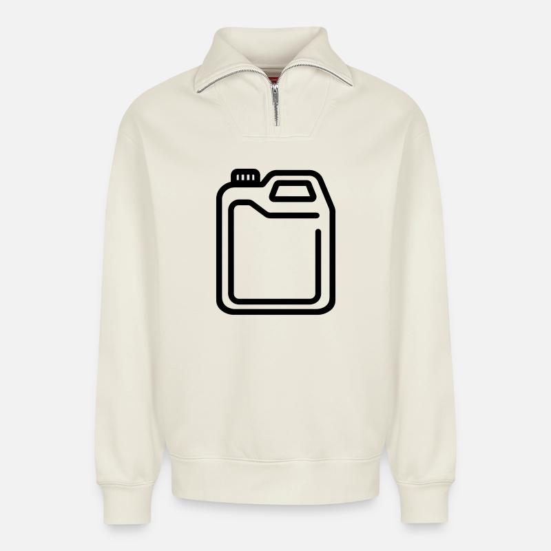 bidon - Sweat unisexe décontracté en coton biologique à demi-zip – de SPREAD - blanc cassé