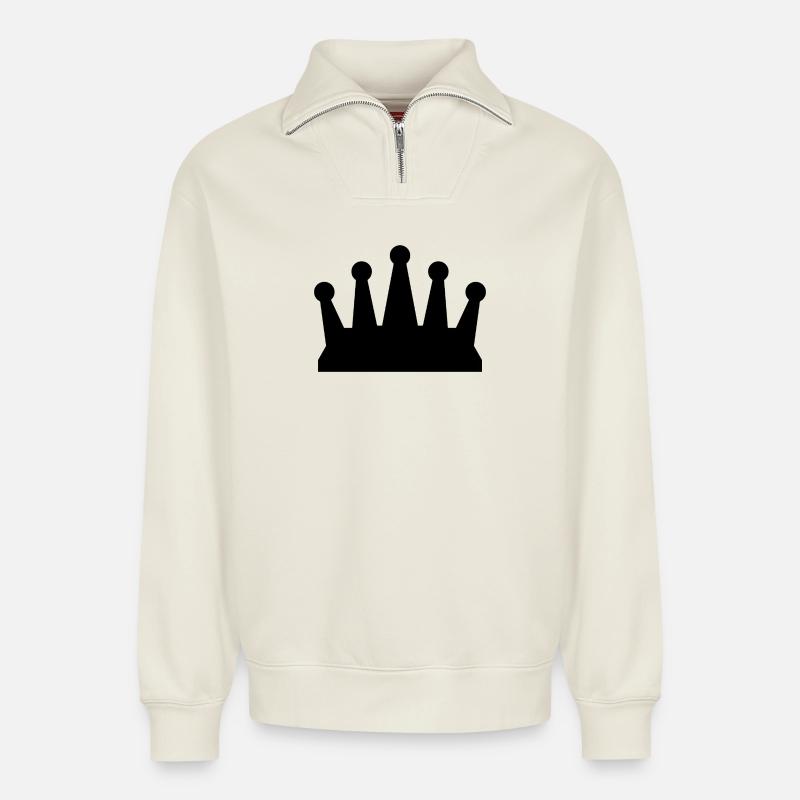 Crown - Relaxed Unisex Organic Half Zip Sweatshirt – by SPREAD - off white