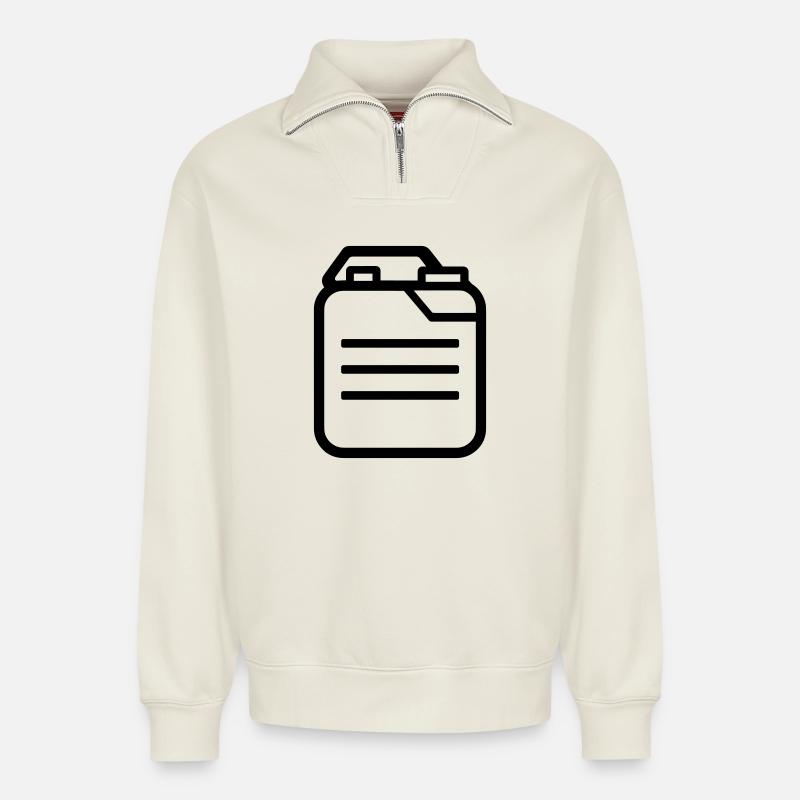 bidon  - Sweat unisexe décontracté en coton biologique à demi-zip – de SPREAD - blanc cassé