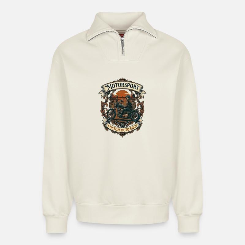 Radfahrer - Relaxed Unisex Organic Half Zip Sweatshirt – von SPREAD - Naturweiß