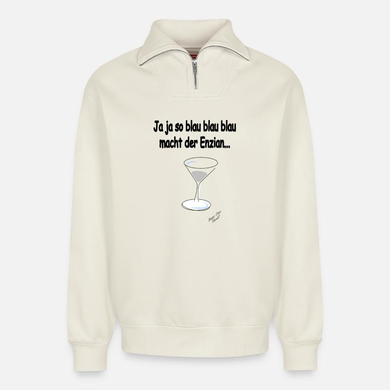 Enzian - Relaxed Unisex Organic Half Zip Sweatshirt – von SPREAD - Naturweiß