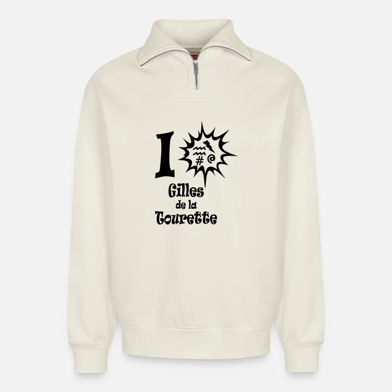 tourett - Relaxed Unisex Organic Half Zip Sweatshirt – von SPREAD - Naturweiß