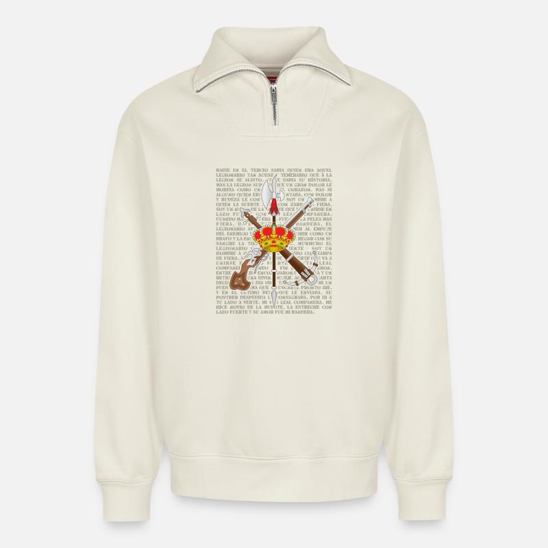 Der Freund des Todes - Relaxed Unisex Organic Half Zip Sweatshirt – von SPREAD - Naturweiß