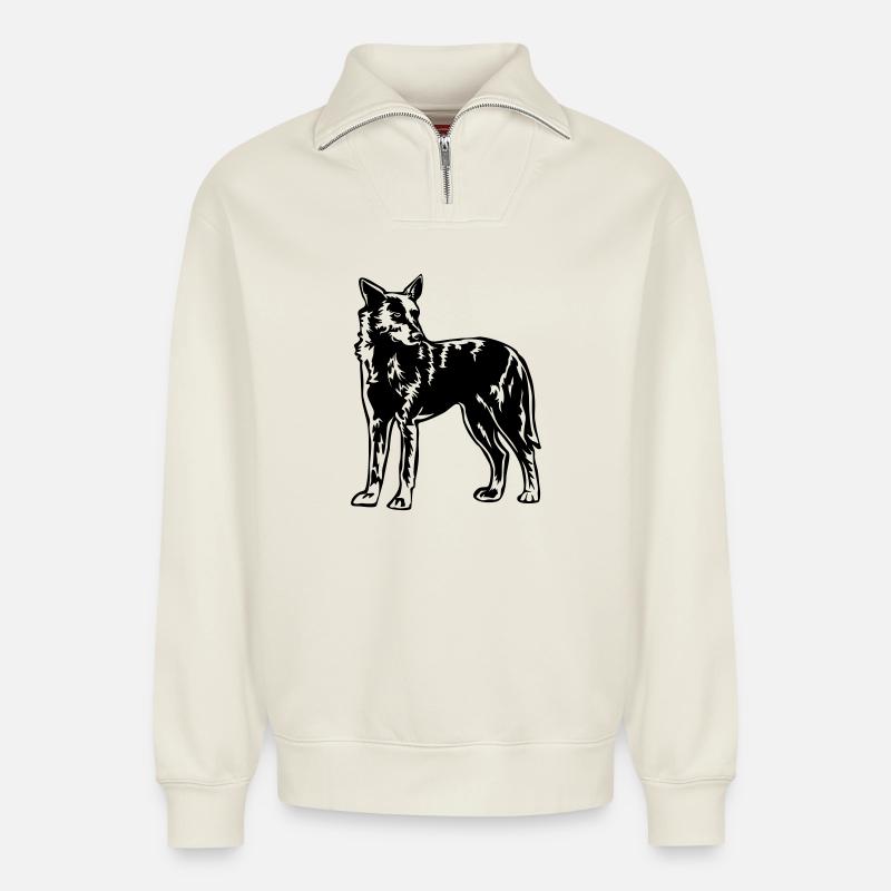 Hollandse Herder - Relaxed Unisex Organic Half Zip Sweatshirt – by SPREAD - off white