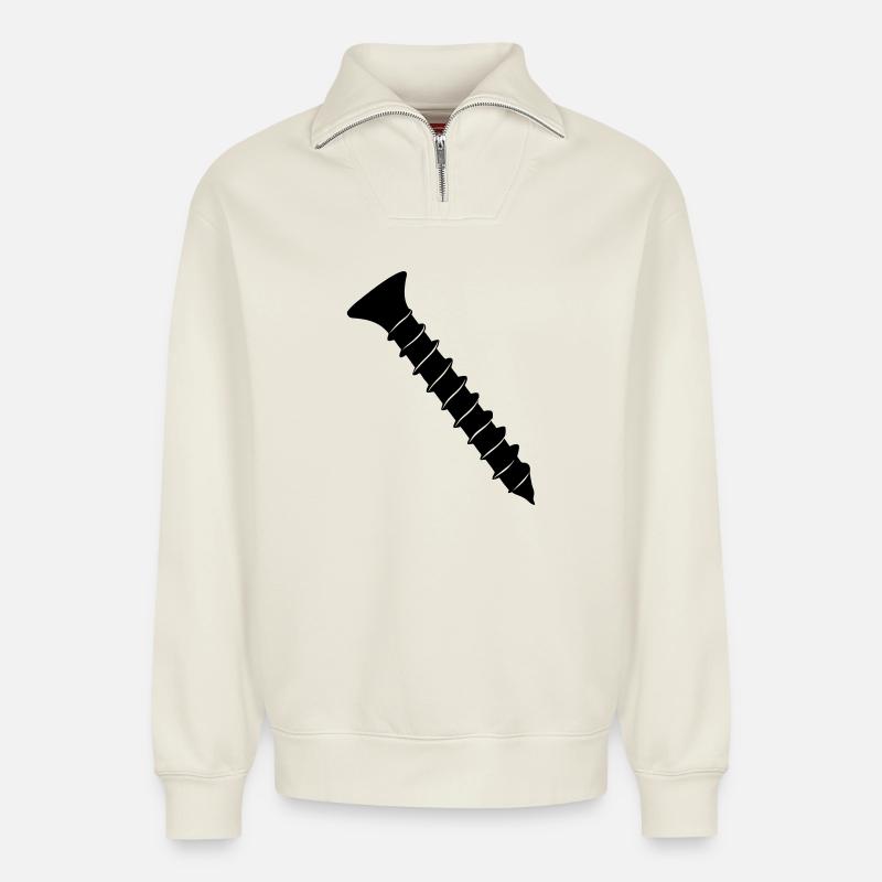 Schraube - Relaxed Unisex Organic Half Zip Sweatshirt – von SPREAD - Naturweiß