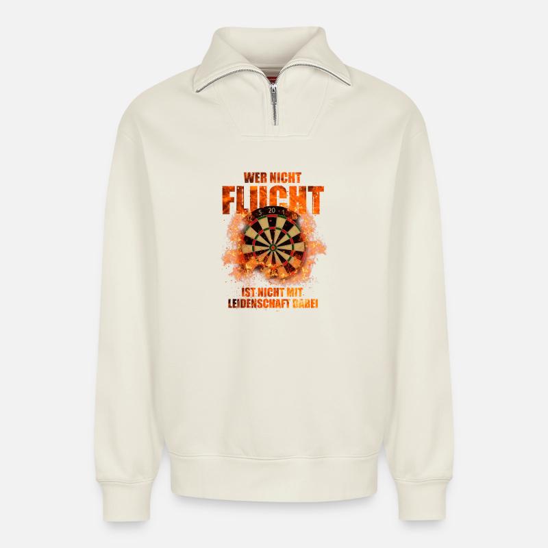 DARTS - Relaxed Unisex Organic Half Zip Sweatshirt – von SPREAD - Naturweiß