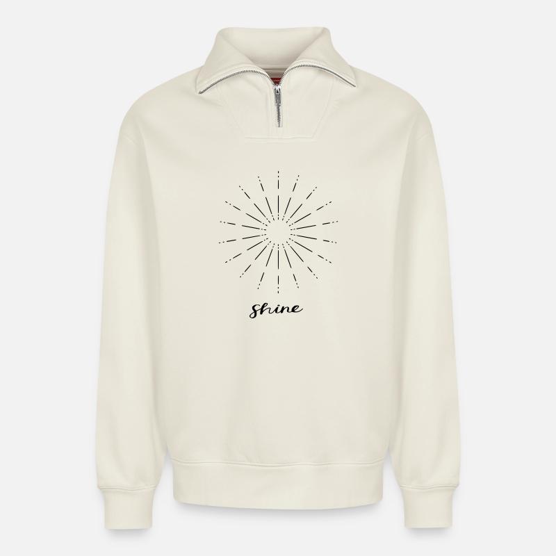 Shine - Relaxed Unisex Organic Half Zip Sweatshirt – von SPREAD - Naturweiß