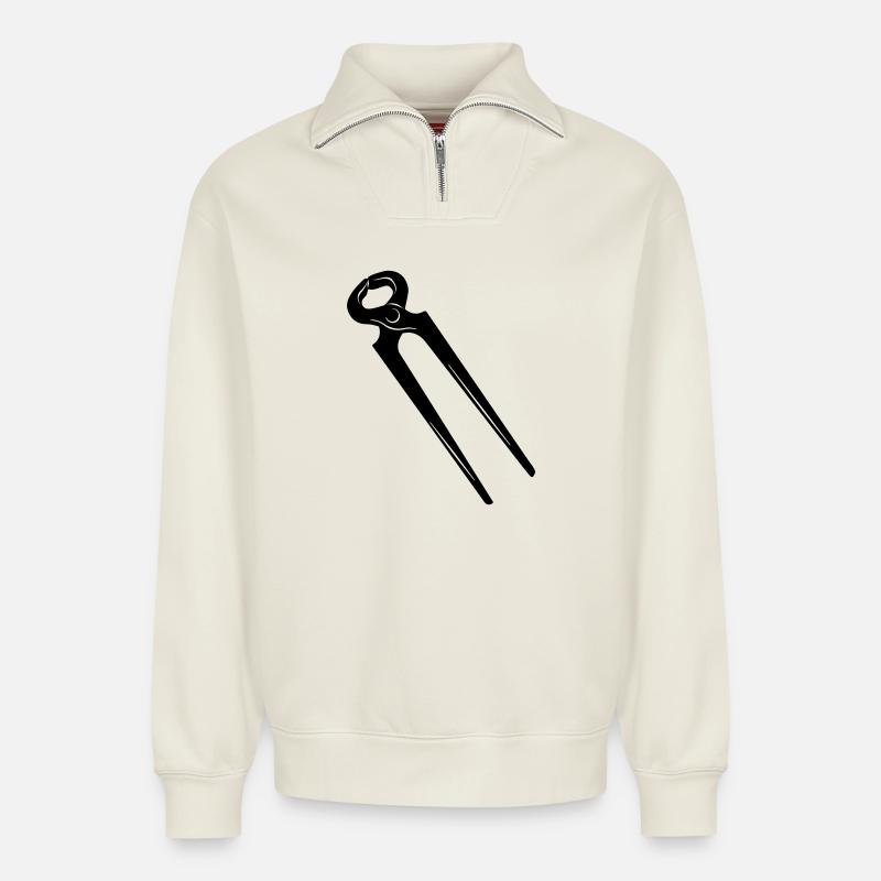 Pincers - Relaxed Unisex Organic Half Zip Sweatshirt – by SPREAD - off white