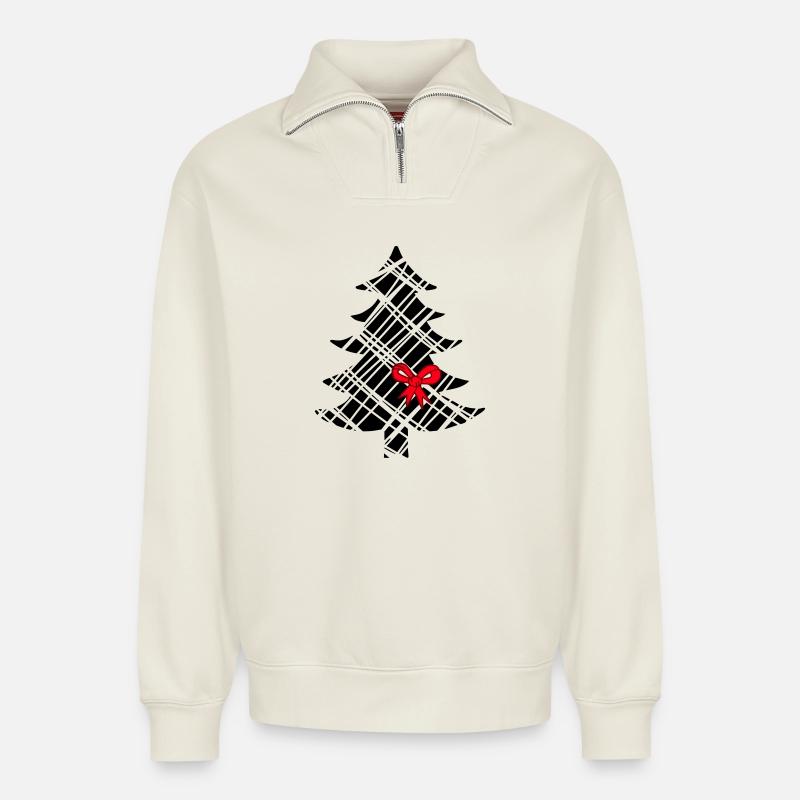 Weihnachtsbaum - Relaxed Unisex Organic Half Zip Sweatshirt – von SPREAD - Naturweiß