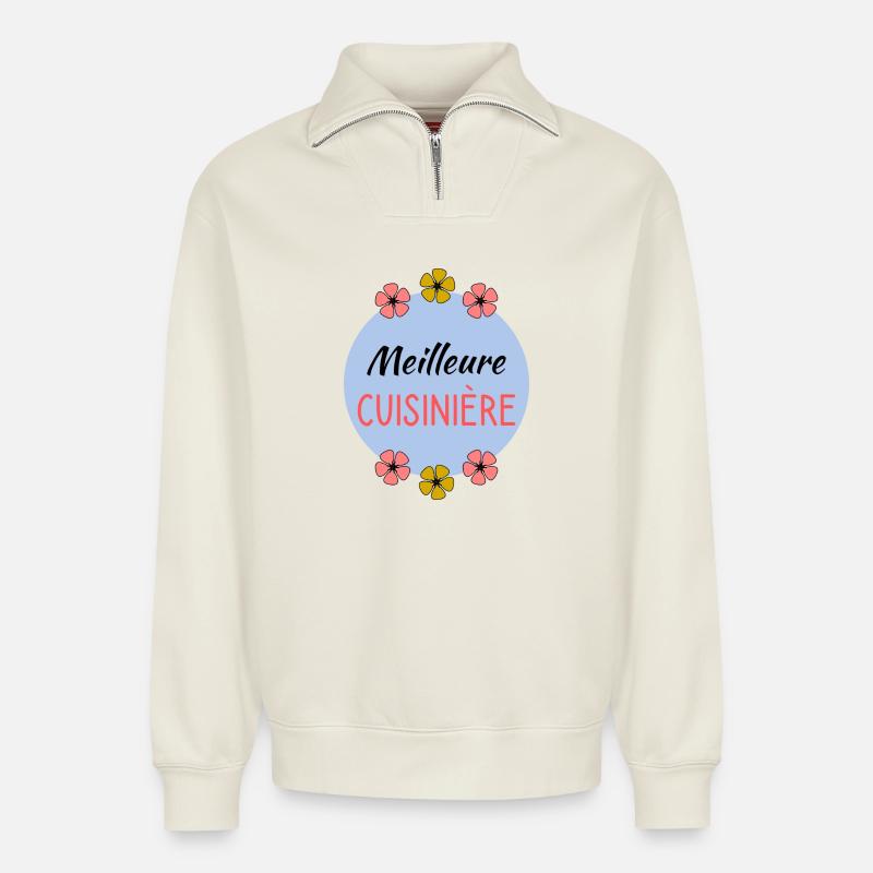 OMA - Relaxed Unisex Organic Half Zip Sweatshirt – von SPREAD - Naturweiß
