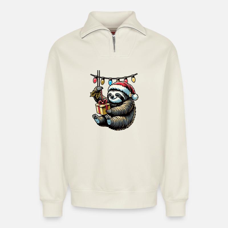 Slowly Christmas! - Relaxed Unisex Organic Half Zip Sweatshirt – von SPREAD - Naturweiß