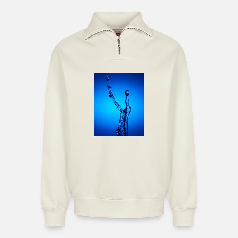 Blue Water Splash Zusammenfassung - Relaxed Unisex Organic Half Zip Sweatshirt – von SPREAD - Naturweiß