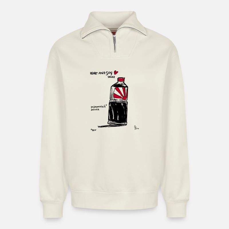 Roll in Love 4 - Relaxed Unisex Organic Half Zip Sweatshirt – von SPREAD - Naturweiß
