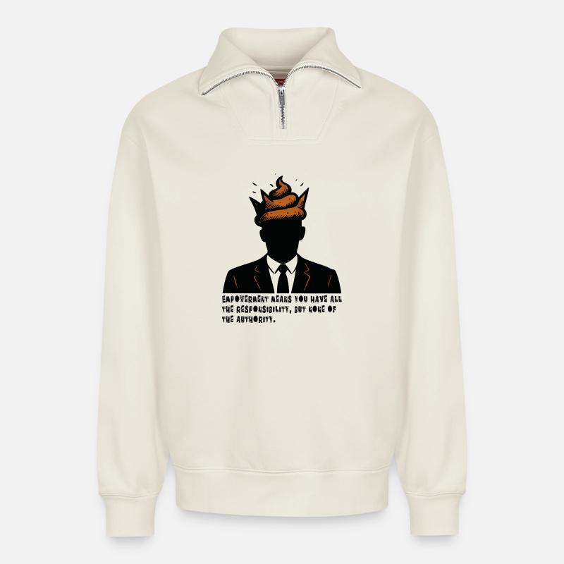 Leadershit Principles - Relaxed Unisex Organic Half Zip Sweatshirt – von SPREAD - Naturweiß