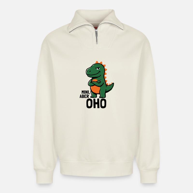 Klein aber Oho - Relaxed Unisex Organic Half Zip Sweatshirt – von SPREAD - Naturweiß