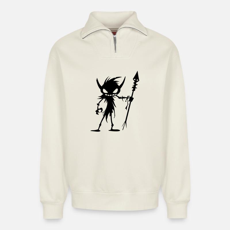 Goblin Orc - Relaxed Unisex Organic Half Zip Sweatshirt – by SPREAD - off white