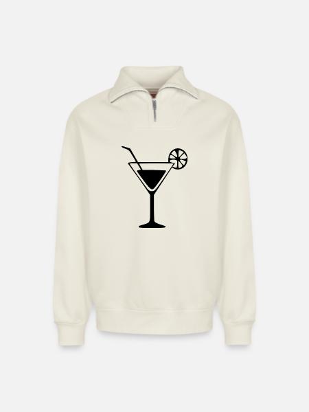 Cocktail Cocktail Glass Gift Bartender - Relaxed Unisex Organic Half Zip Sweatshirt – by SPREAD - off white