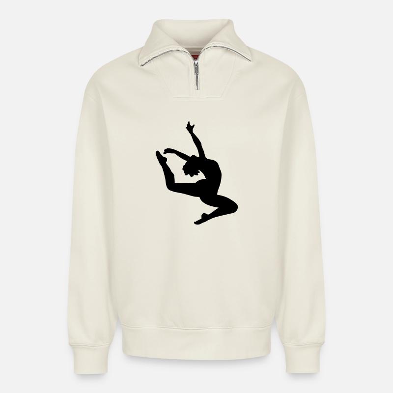 Fille de sauter - Sweat unisexe décontracté en coton biologique à demi-zip – de SPREAD - blanc cassé